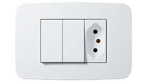 Conjunto 4X2 2 Interruptor Simples e 1 Tomada 10a  110-250v  3 Módulos Branco Origen n0536.12 bl - abb