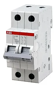 Minidisjuntor Bipolar 25a 6ka/10ka em 220v/380v Termomagnético Curva c sj202-c25 :2taz141200R0254 -abb