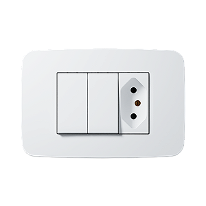 Conjunto 4X2 2 Interruptor Simples e 1 Tomada 10a 110-250v 3 Módulos Branco Origen n0536.12 bl :2cla053612n1102- abb