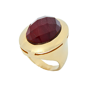 Anel com pedra oval vermelha