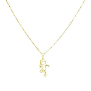 Colar com pingente patinadora folheado a Ouro e com Zircônias, 45cm