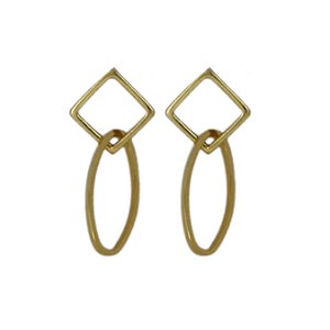 Brinco fio geométrico folheado a Ouro 18k