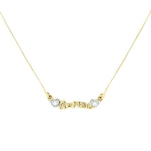 Gargantilha folheada a Ouro 18k com pingente mamãe com zircônias, 50cm
