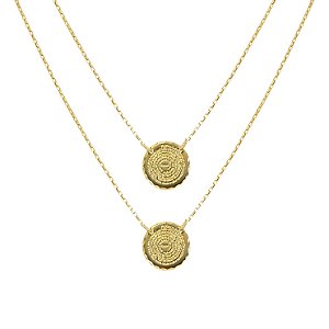 Escapulário medalha com oração Pai Nosso folheado a Ouro 18k, 70cm