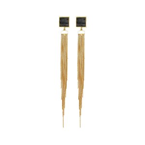Brinco longo com franjas folheado a Ouro 18k