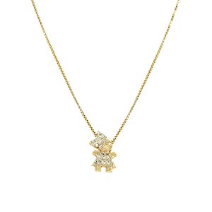 Gargantilha com pingente menina folheada a Ouro e com zircônias, 40cm