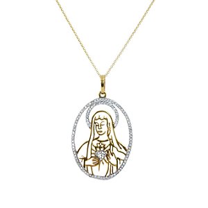 Pingente Sagrado Coração de Maria folheado a Ouro (sem corrente)