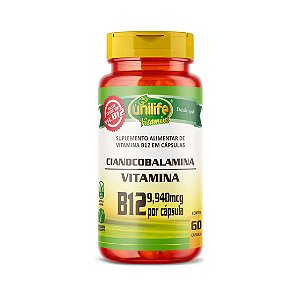 Vitamina B12 Cianocobalamina Unilife 60 cápsulas