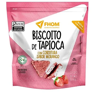 FHOM BISCOITO DE TAPIOCA COBERTURA MORANGO 60G