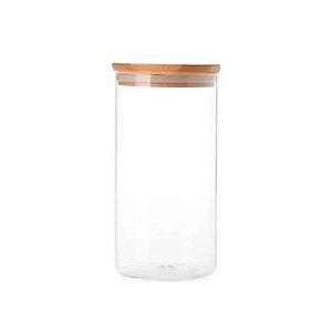 Pote de vidro Circular 1,1l - Tampa Hermético - Bambu