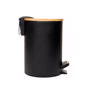 Lixeira Pedal Black - Tampa bambu 3 l