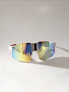Óculos de Sol Esportivo Onyx Branco Haste Vermelho