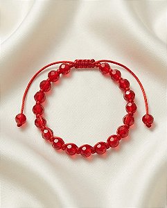 Pulseira de Cristal Vermelha Ajustável