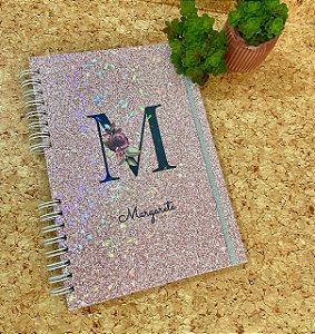 Caderno Personalizado com Nome em Glitter