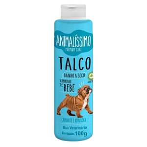 Talco Banho a Seco para Cães Cheirinho de Bebê Premium Care Animalíssimo