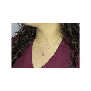 Colar com Pingente de Patinha Multicolor Folheado Dourado 18577