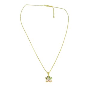 Colar com Pingente de Patinha Multicolor Folheado Dourado 18577