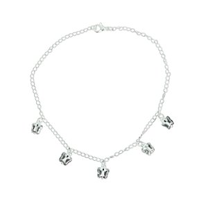 Tornozeleira com Pingentes de Borboleta Folheada Prata 18588