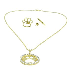 Conjunto Colar e Brinco de Patinhas Folheado Dourado Grande 18591