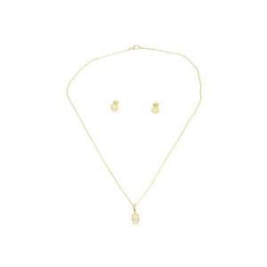 Conjunto Colar e Brinco de Gatinha Folheado Dourado 18594