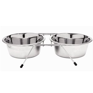 Comedouro Inox Elevado Duplo 250ml Pet Injet 10611