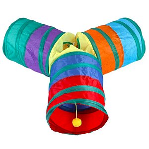 Tunel Y Toca Brinquedo para Gatos Colorida Dobrável BM-F1238