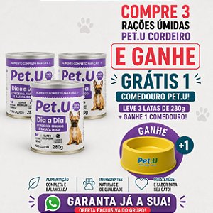Kit 3 Latas de Ração Úmida para Cão Sabor Cordeiro Super Premium Pet.U
