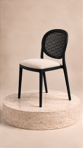 Cadeira Palhinha Preta + bouclé