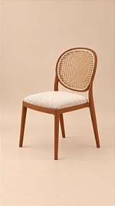 Cadeira Palhinha caramelo + bouclé