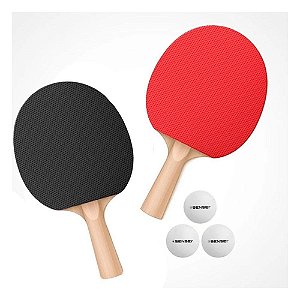 Kit Ping Pong Tenis de Mesa 2 Raquetes + 3 Bolinhas Sensei