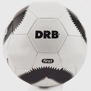 Bola Futebol DRB First 5 Branca e Preta Tamanho 5 Campo