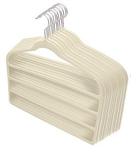 KIT 10 Cabides Veludo Bege Triplo Para Calças Saias Shorts