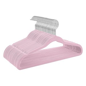 Kit 50 Cabides Veludo Infantil  Rosa