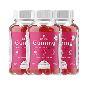 3 Gummy Plus - Gomas da Beleza (30 gomas com 2,5g de Colágeno Verisol®️ + Vitaminas e Minerais)