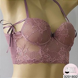 Lingerie Cropped em Renda e Microfibra 0201802