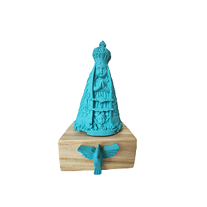Nossa Senhora de Aparecida baby azul turquesa