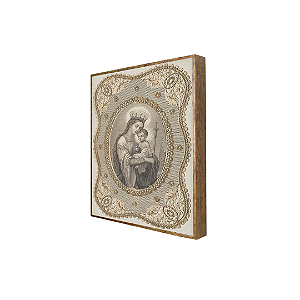 Quadro em linho misto Virgem Maria e menino Jesus
