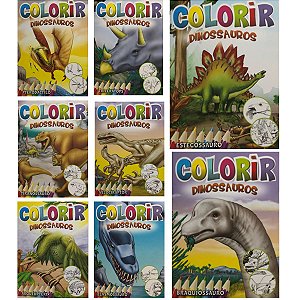 8 Livrinhos Infantil Colorir Dinossauros Com Histórias