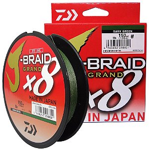 Linha Multifilamento Daiwa J-Braid Gr X8 135m 30lbs 0,28mm Darkgreen (verde escuro)