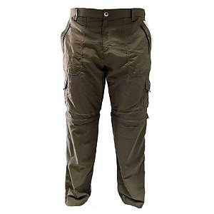 Calça de pesca Presa Viva Caqui XXG Vira Bermuda 08 Bolsos C/ Zíper Poliamida