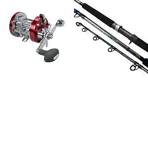 Kit de Pesca Carretilha Abu Garcia 7001C - Esquerda + Vara Marine Sports Evolution GT2 Ms-c551mh Jig 180g 20-50lb