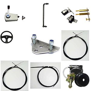 Kit para Johnson/Evinrude 25 HP 10PES + sistema de direção completo + comando lateral c/ kit e cabos