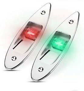 Luz de navegação metálica cromada Led à prova d’água par (vermelha e verde)
