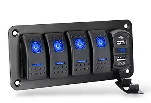 Painel elétrico retangular 4 teclas + 2 USB