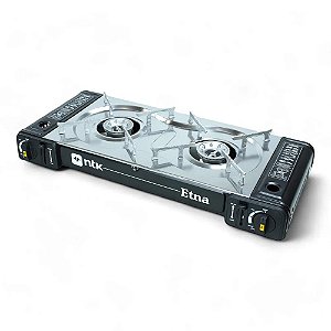 Fogareiro Horizontal 2 Bocas ETNA Aço Inoxidável 63cm Preto Nautika NTK