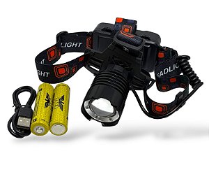 Lanterna JY-9841 * LED de cabeça, foco laser, modo único, bateria recarregável, cor preta