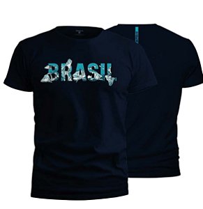 Camiseta Presa Viva Casual Line Brasil EXG 100% Algodão Azul 4121