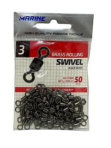 Girador cartela Marine Sports Brass Rolling Swivel nº 3 com 50 pç 47 kg 104 lb