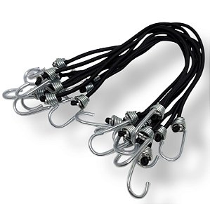 Elástico extensor 5 mm X 50 cm com 2 ganchos de metal - Pacote com 10