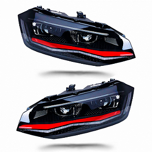 Farol Volkswagen Polo MK6 GTI Red Full LED (2016-2019)
